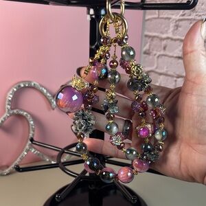 Elegant Multi-Color Beaded Phone Bracelet or Purse Chain